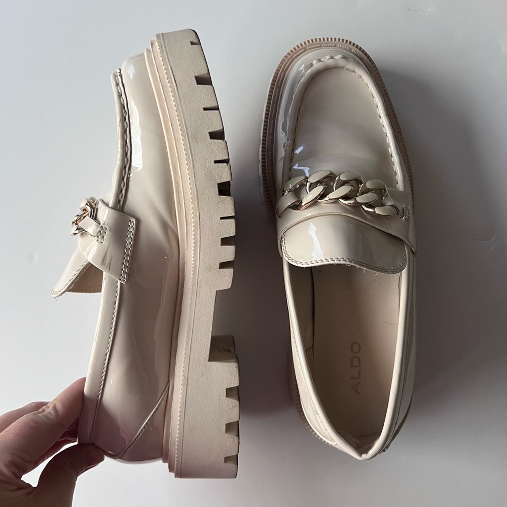 Aldo Women's Cream Patent Leather Loafers